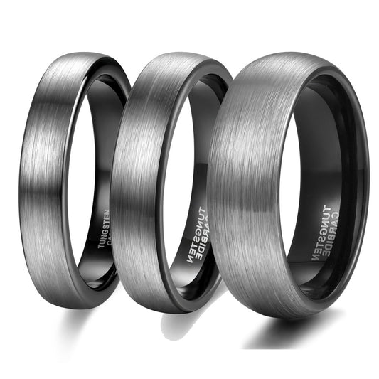 Double-tone Tungsten Steel Ring with 4mm to 8mm Beaded Pulling